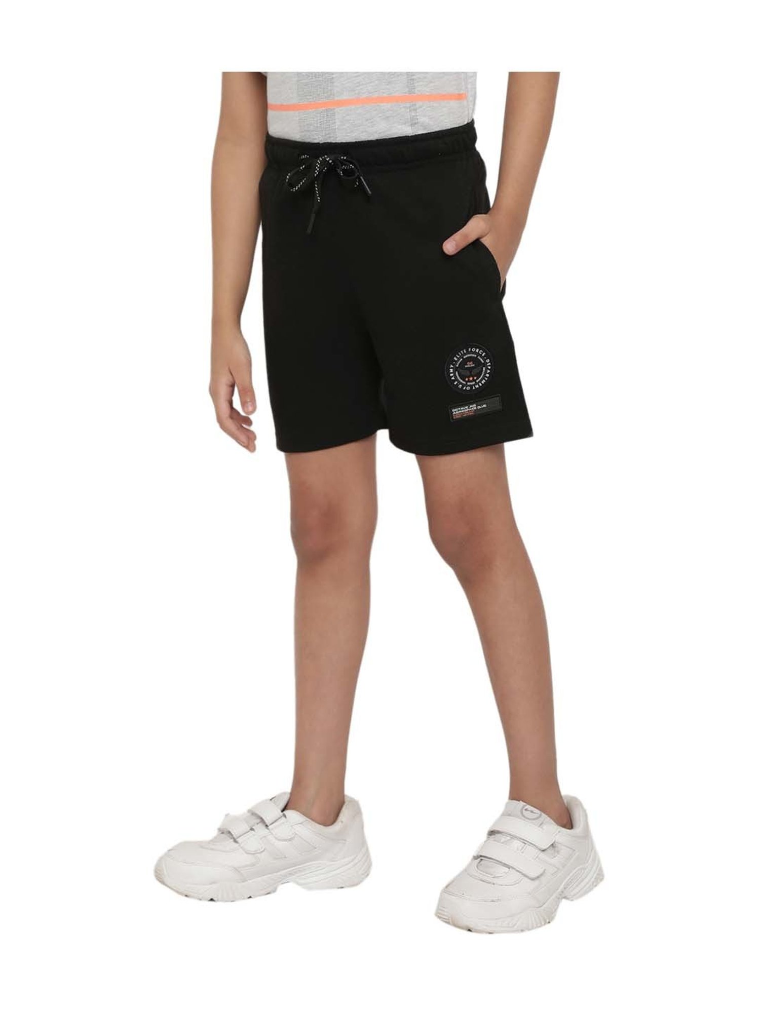 Octave Kids Black Cotton Printed Shorts