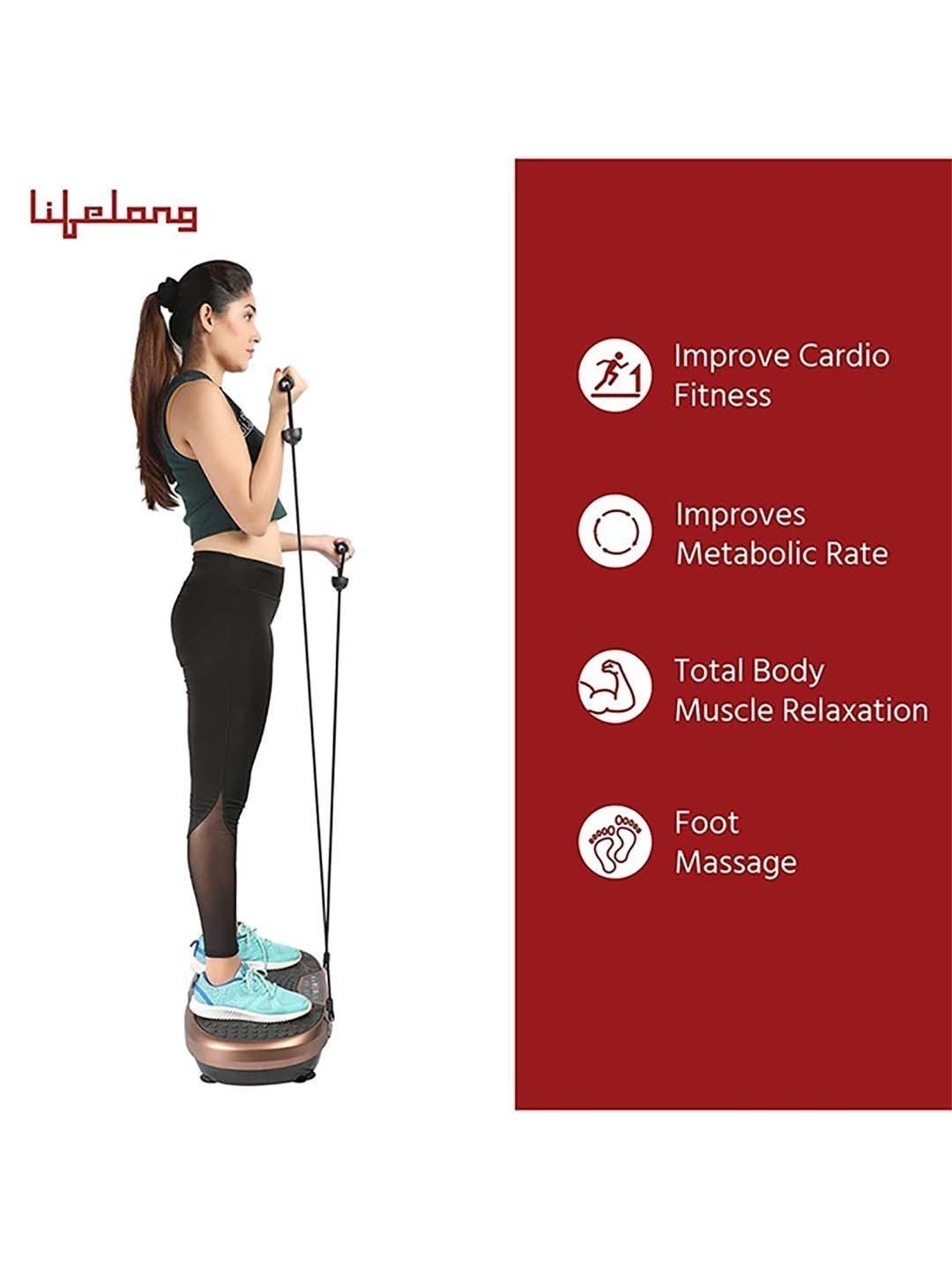 Lifelong LLM234 Crazyfit Vibration Plate Massager Machine for Full Body Workout (Brown)
