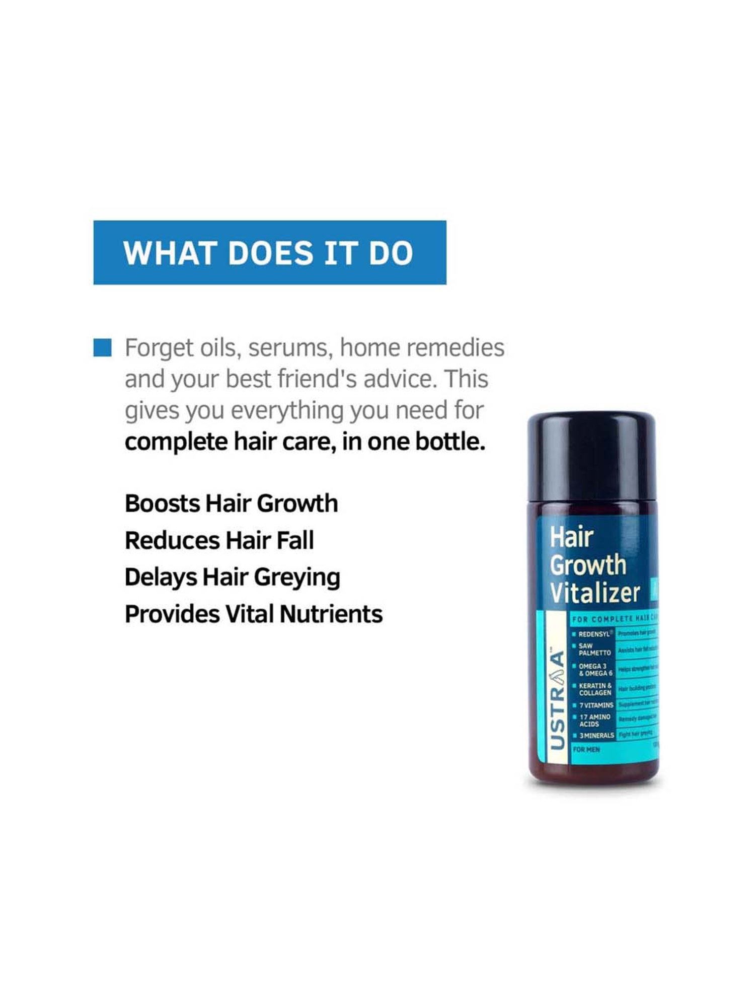 Ustraa Anti Dandruff Hair Serum - 200 ml & Hair Growth Vitalizer - 100 ml