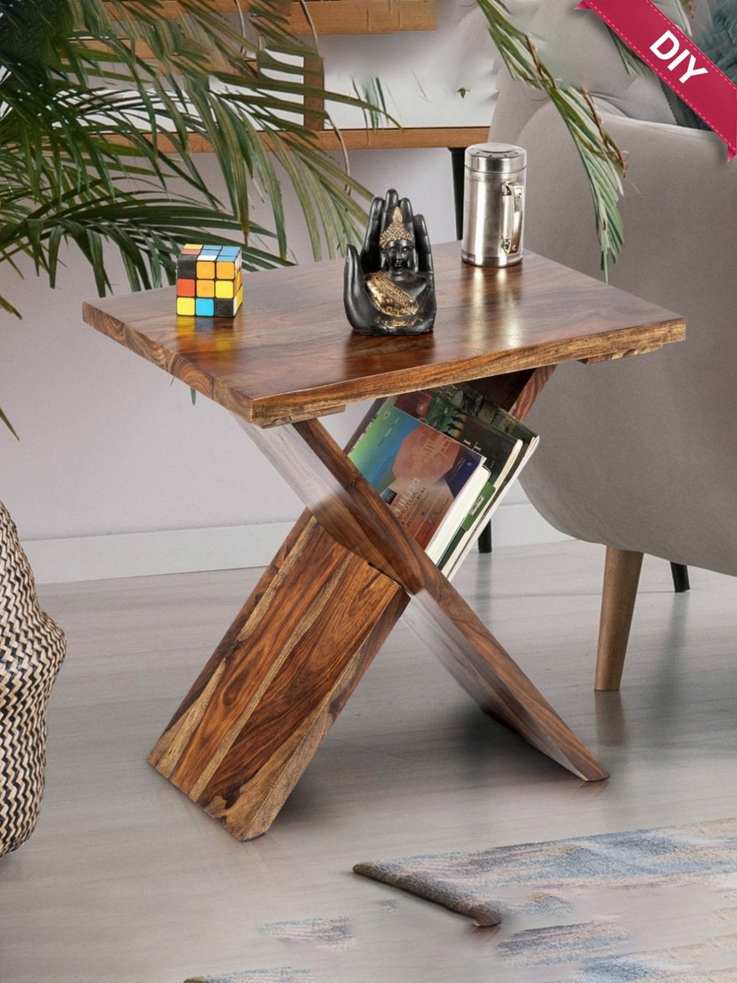 Ikiriya Darcy Solid Brown Wood Coffee Table Teak Finish