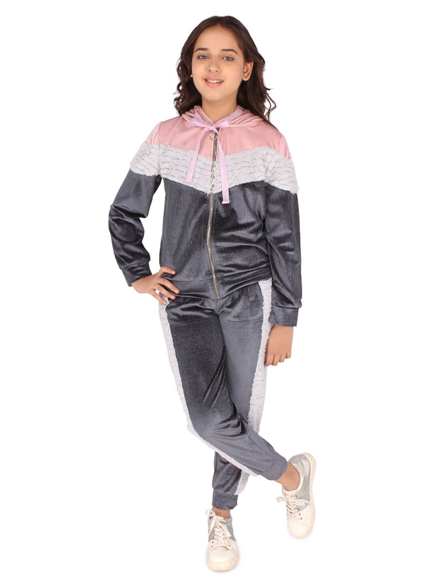 Cutecumber Kids Multicolor Color Block Full Sleeves Tracksuit