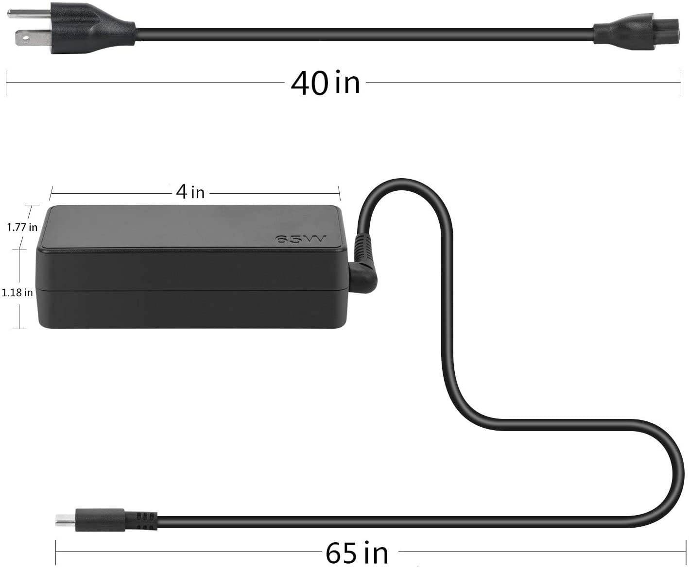 New 65W AC Charger for Lenovo ThinkPad T480 T480s T490 T490s T495 T495s T580 T590 E480 E490 E490s E495 E580 E590 E595 X1 ADLX65YLC3A ADLX65YAC2A USB Type C Laptop Power Supply Adapter Cord