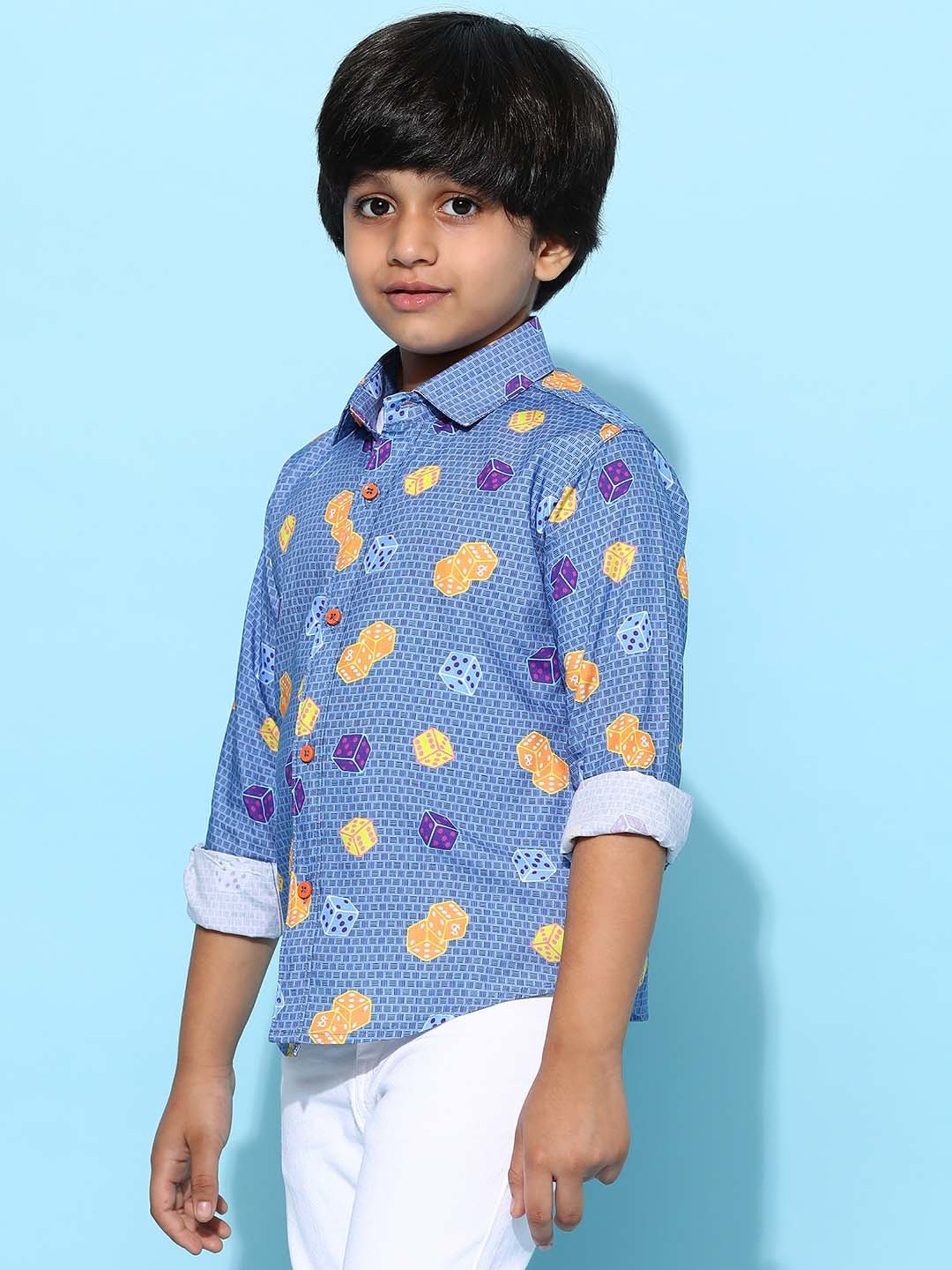 Tales & Stories Kids Navy Printed Full Sleeves Shirt