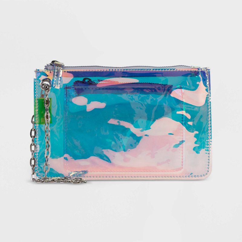 Stella & Max Zip Closure Transparent Wristlet - Blue