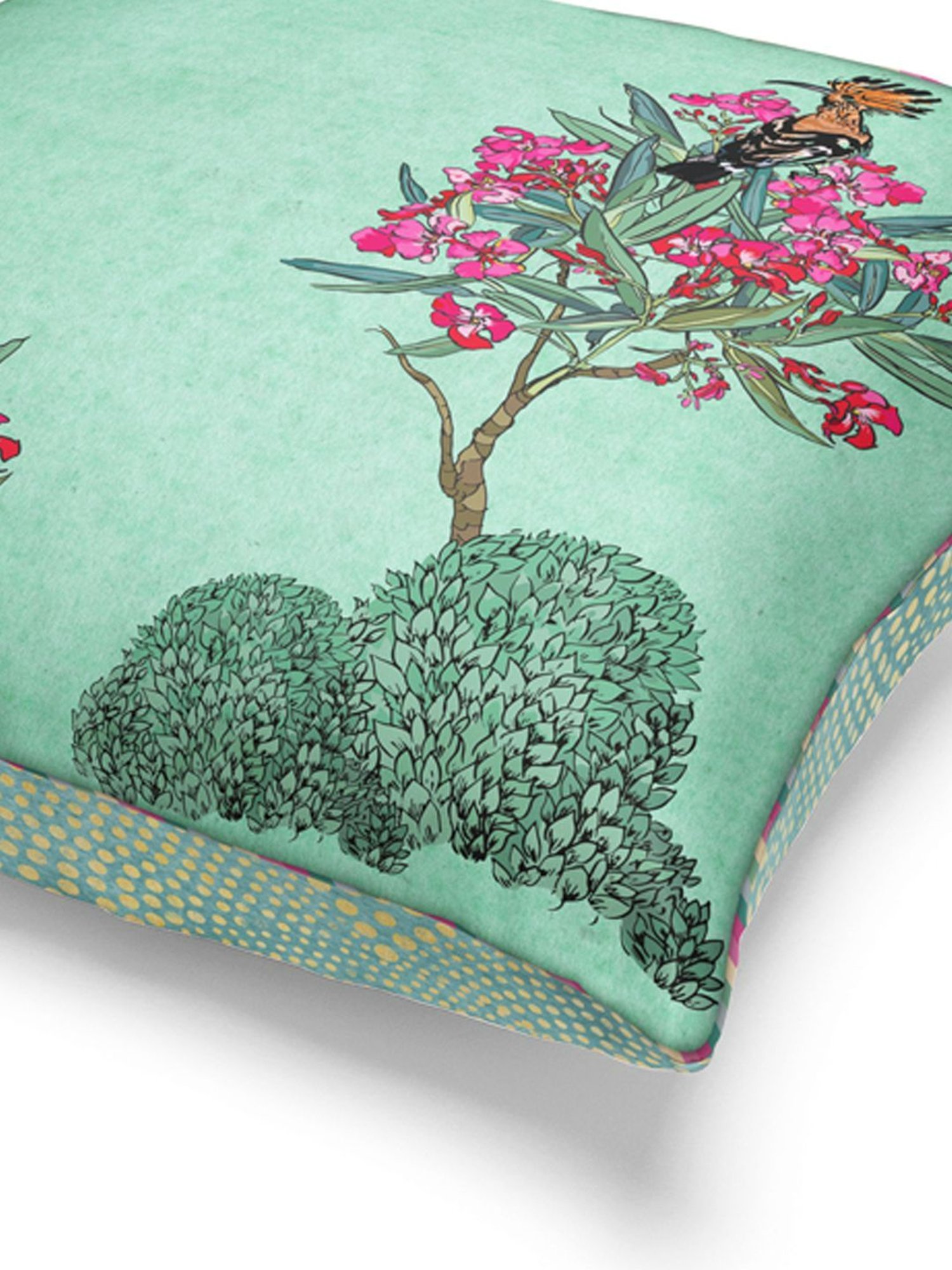 Bianca Floral Green Microfibre Cushion Cover