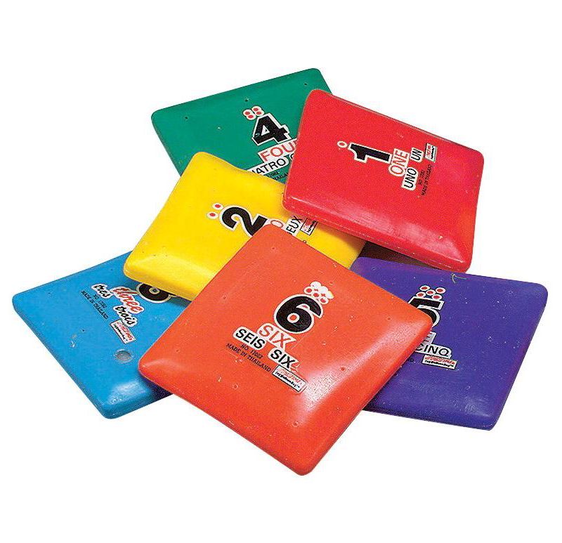 Sportime Indestructible Bean Bag Squares, Trilingual, Assorted Colors, set of 6