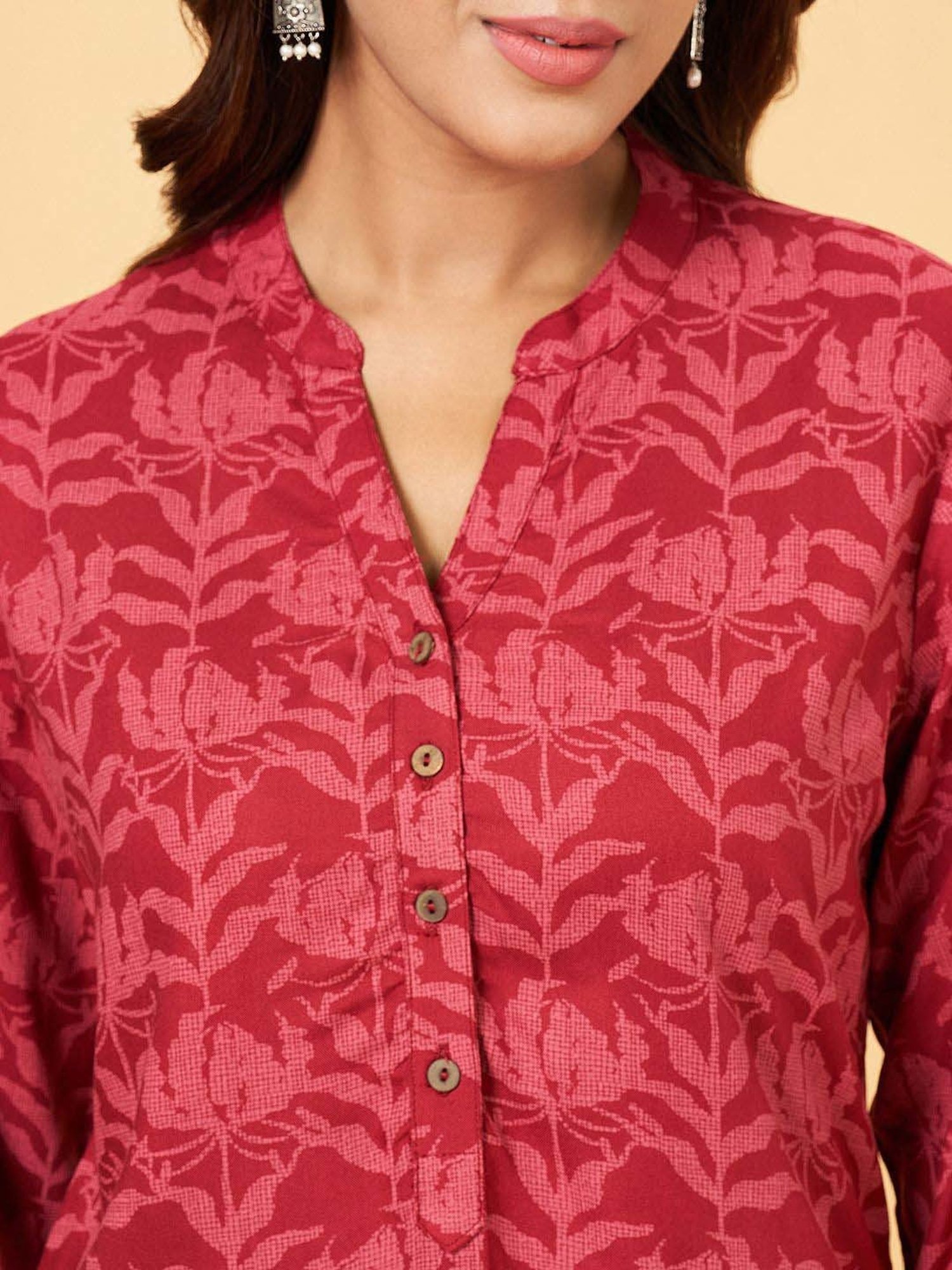 Rangmanch by Pantaloons Rumba Red Printed Straight Kurta