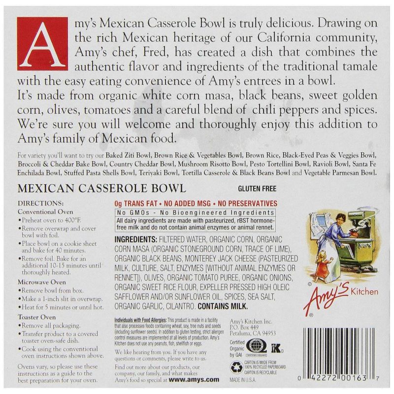Amy's Frozen Mexican Casserole Bowl - 9.5oz