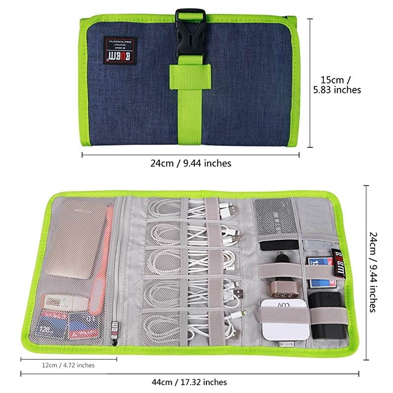 Electronic Organizer  Travel Cable BagUSB Drive Shuttle CaseElectronics Accessory Organizer for Home OfficeBlue