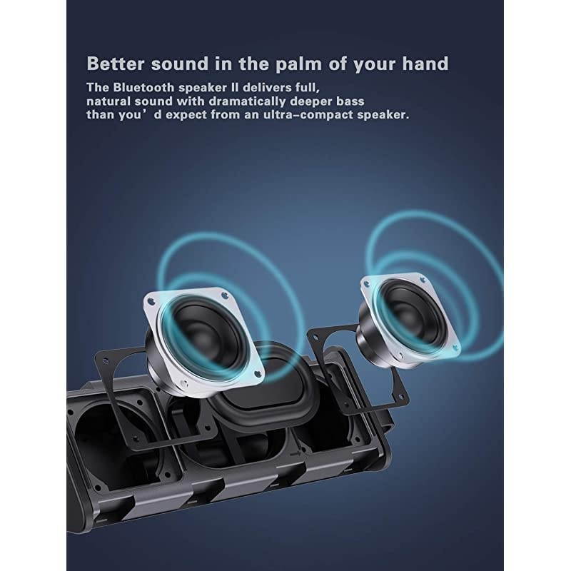 Bluetooth Speakers IPX7 Waterproof Wireless Portable Speaker Loud Crystal Clear Stereo Sound Rich Bass 20 Hour Playtime DualDriver Builtin Mic for Party Travel Outdoor Backyard Black