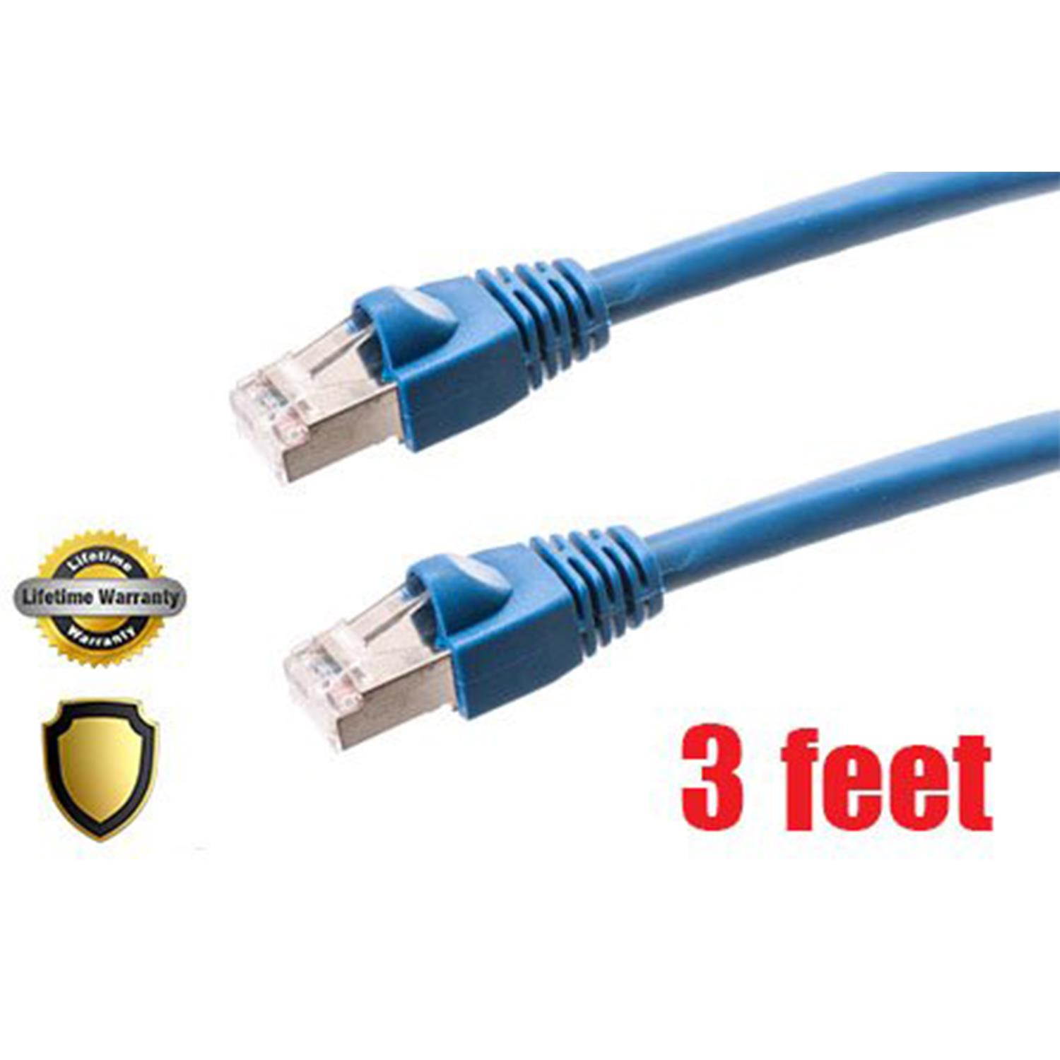 iMBAPrice Shielded (STP) Cat6A Ethernet Cable (3 Ft, Blue)