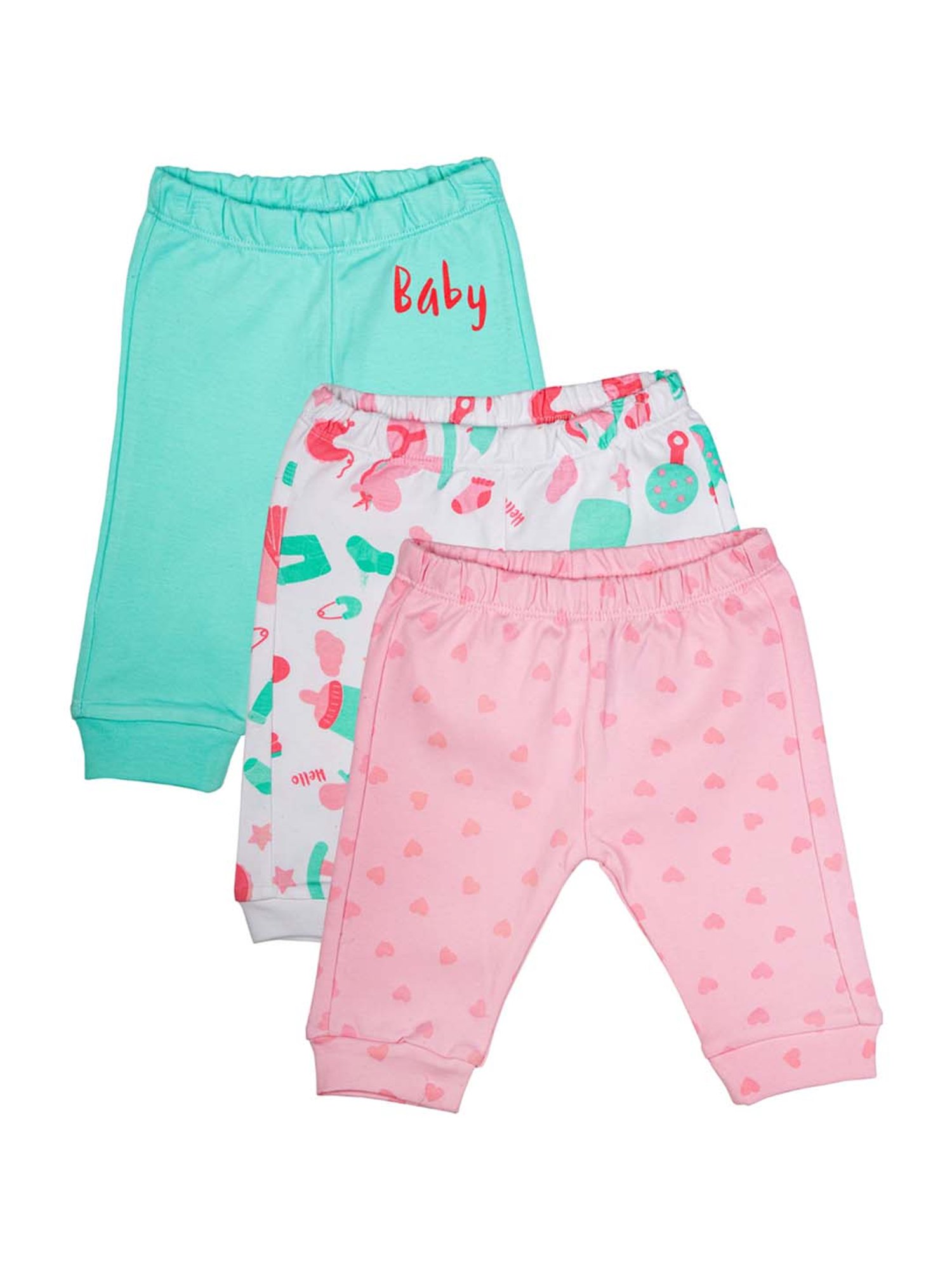 Mee Mee Kids Multicolor Cotton Printed Joggers - Pack of 3