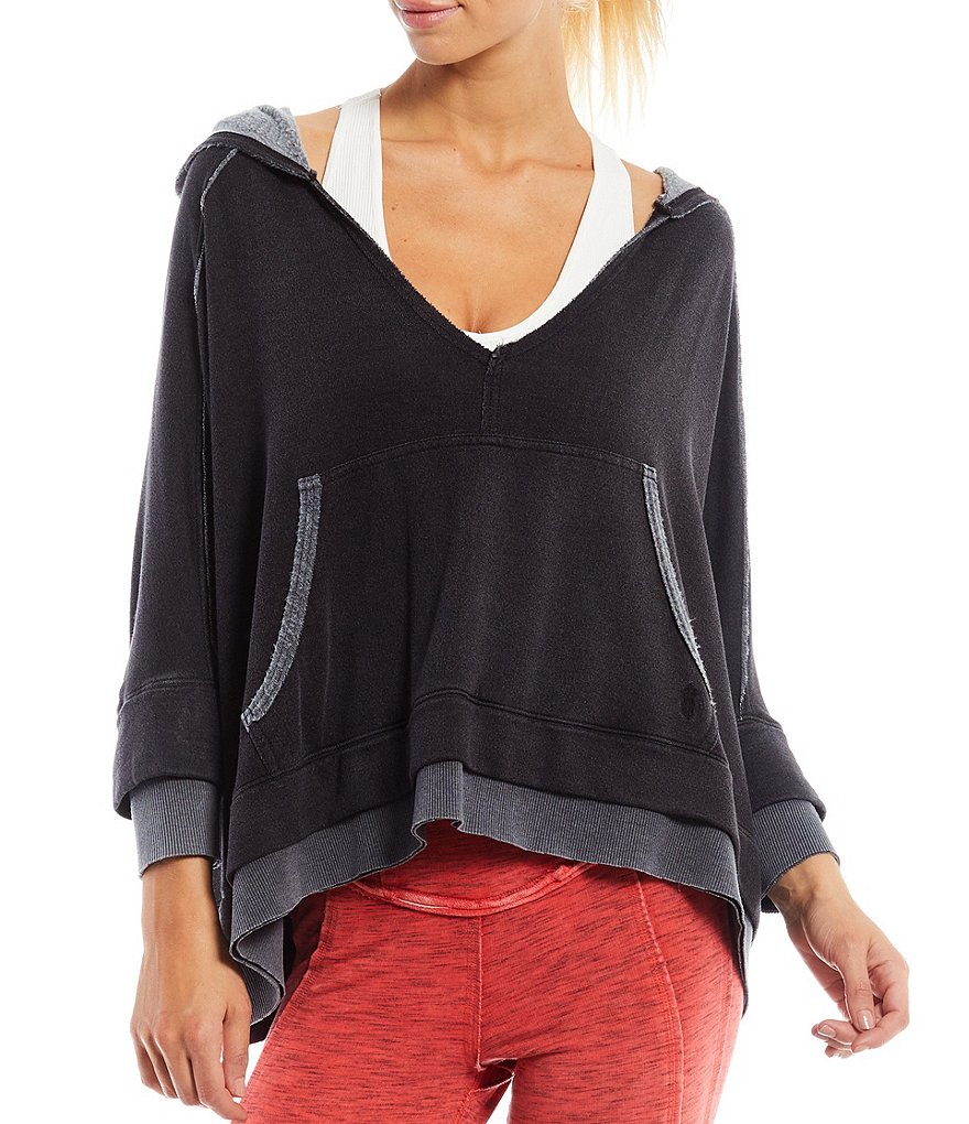 Free People FP Movement Bonfire Long Sleeve V-Neck Hoodie
