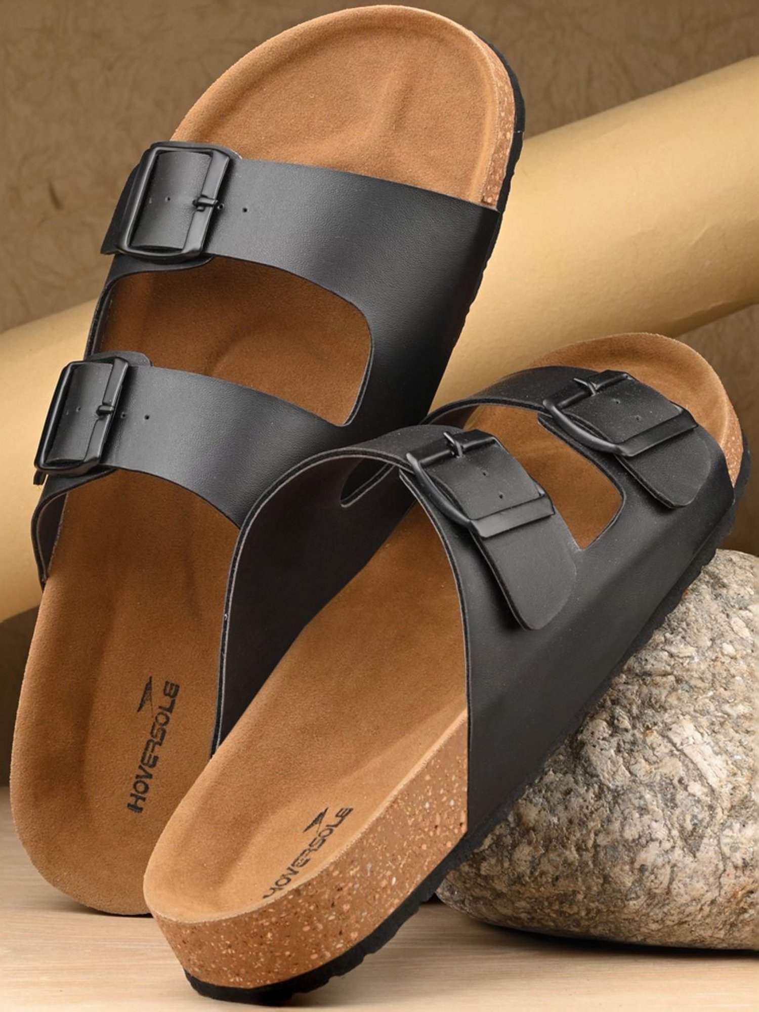 Hoversole Men's Grey Cork Casual Sandals