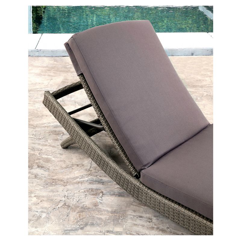 Marcelle Outdoor Wicker Adjustable Chaise Lounge with Cushion - Gray - Abbyson Living