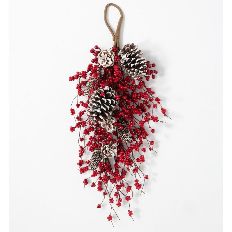 Sullivans Pinecone & Berry Artificial Swag 28"H Red