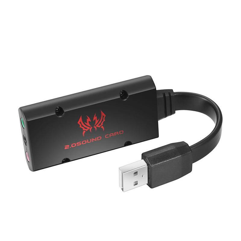 External Usb 2.0 Sound Card Stereo Mic Speaker Headset Audio Jack 3.5Mm Cable Adapter Mute Switch Volume Adjustment Free Drive