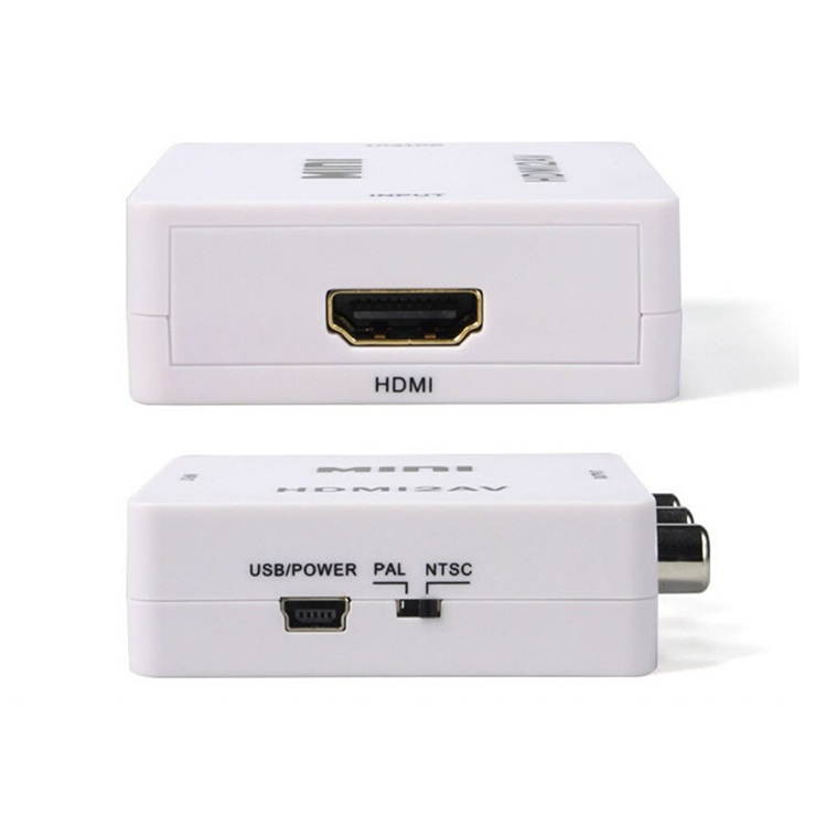 HDMI to AV Scaler Adapter HD Video Composite Converter Box HDMI to RCA AV/CVSB L/R Video 1080P Mini HDMI2AV Support NTSC PAL New