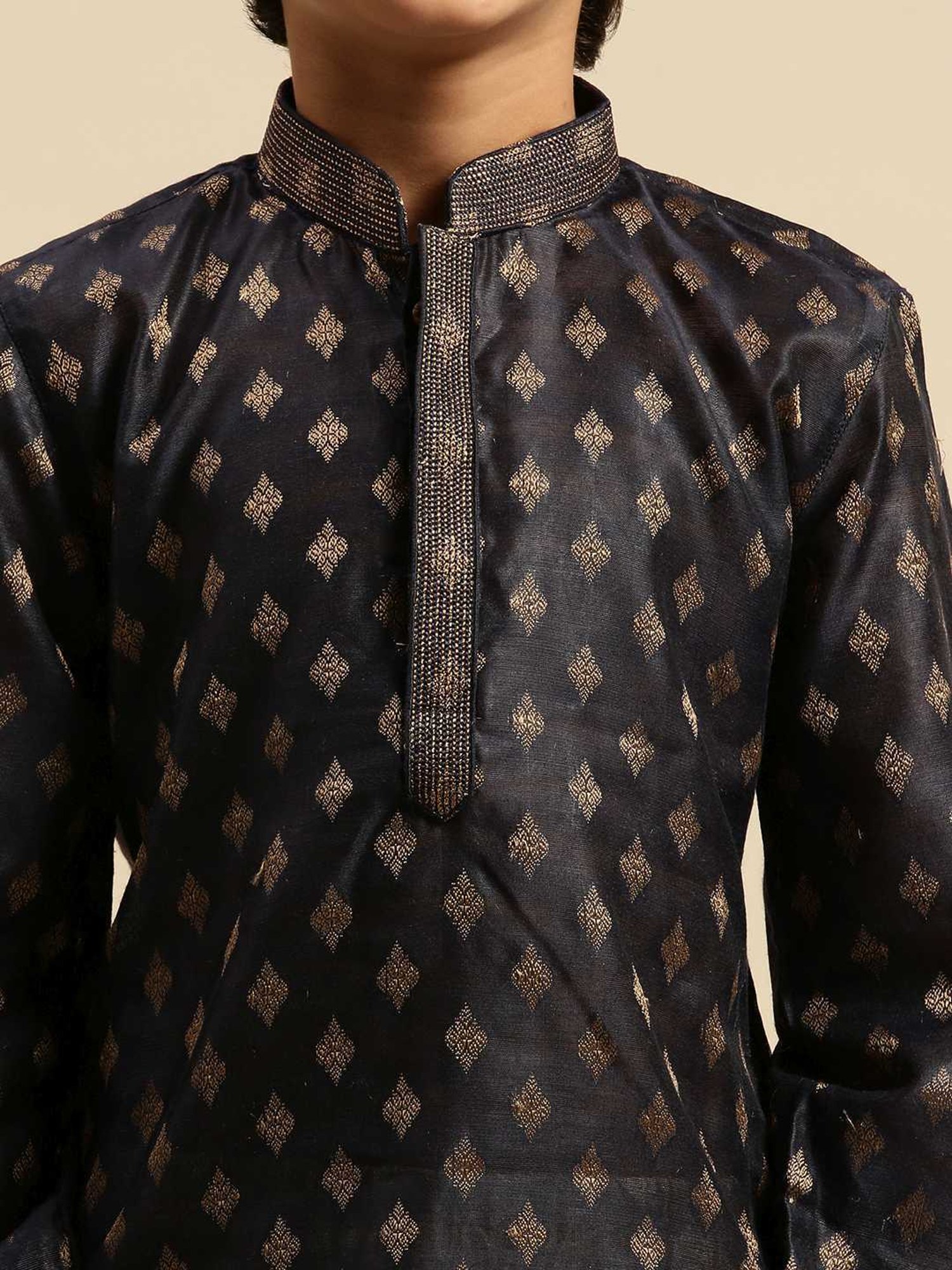 Sanwara Kids Deep Blue Embroidered Kurta