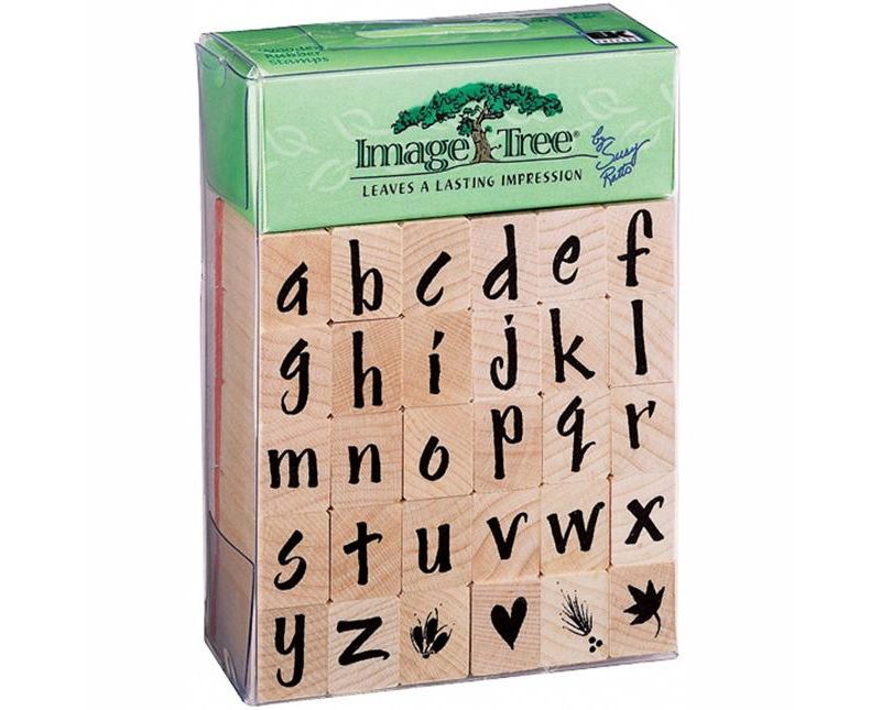 Image Tree Handle Rubber Stamp Set-Susy Ratto Brush Letter Alphabet/Lower