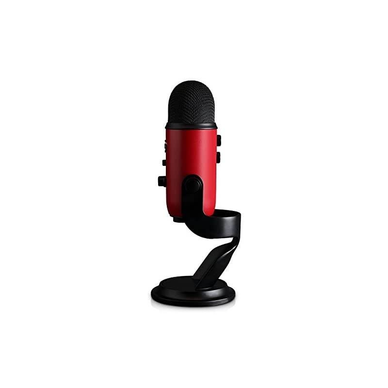 Yeti USB Microphone (Satin Red) with Knox Shock Mount, Studio Stand and Pop Filter