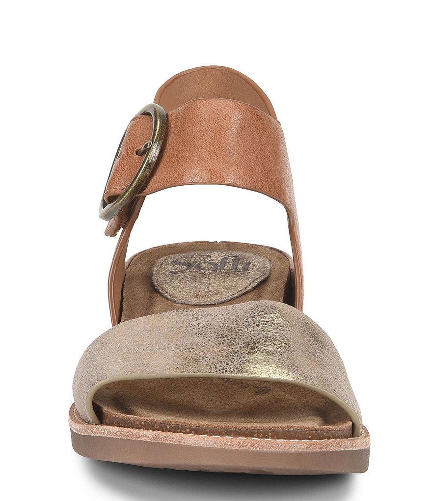 Sofft Bali Metallic Leather Wedge Sandals
