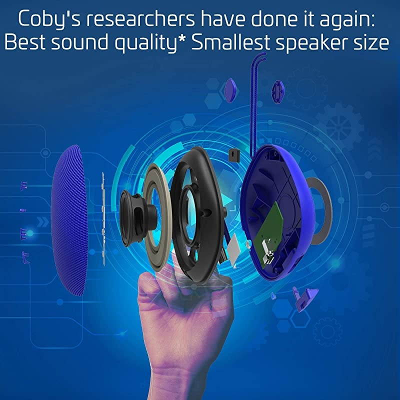 True Wireless Bluetooth Speaker wMic | Loud HD Sound | IPX5 Waterproof for Camping Shower Travel Beach Listening | 12 Hours of Music |Compact Portable and Rechargeable Blue