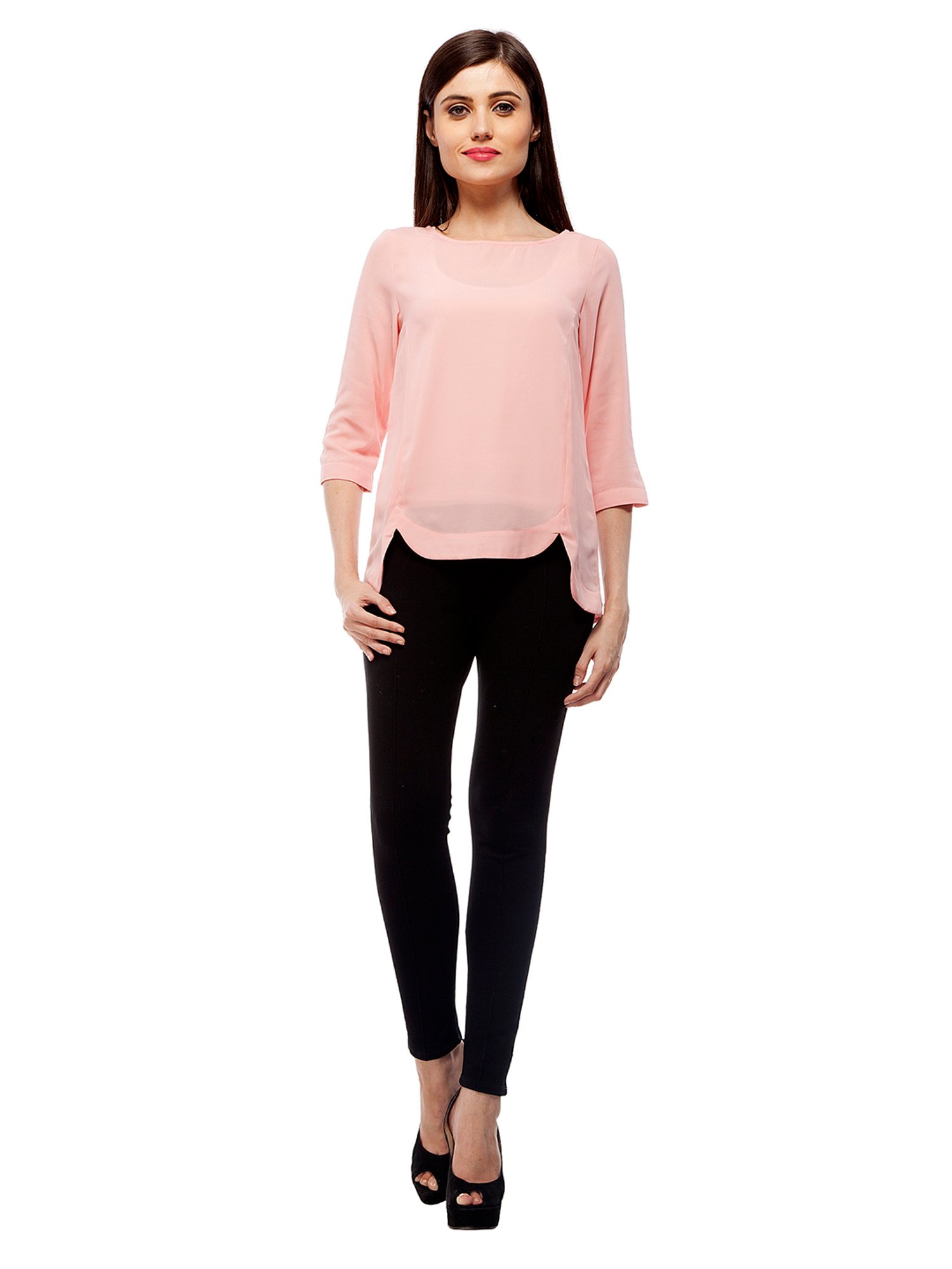 StyleStone Pink High Low Top