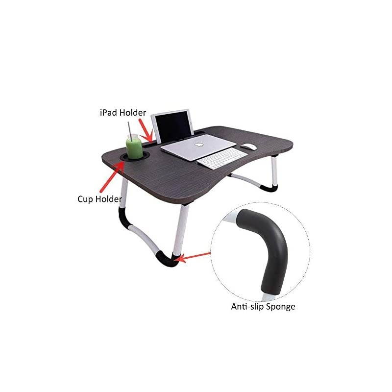 Laptop Desk,  Portable Laptop Bed Tray Table Notebook Stand Reading Holder with Foldable Legs & Cup Slot for Eating Breakfast, Reading Book, Watching Movie on Bed/Couch/Sofa (Black)