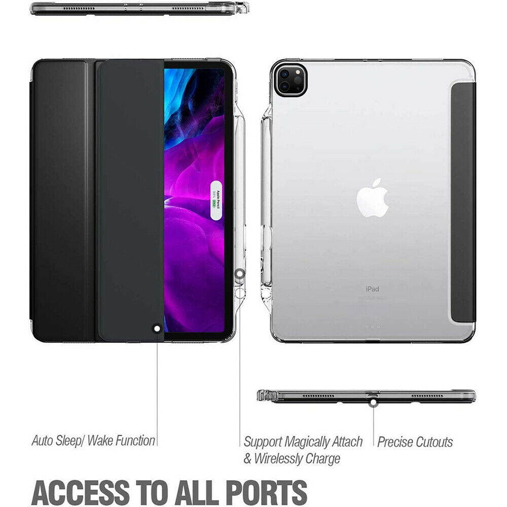 For iPad Pro 12.9" 4th Gen 2020/12.9" 3rd Gen 2018 Stand Smart Tablet Case Cover/Dark Blue