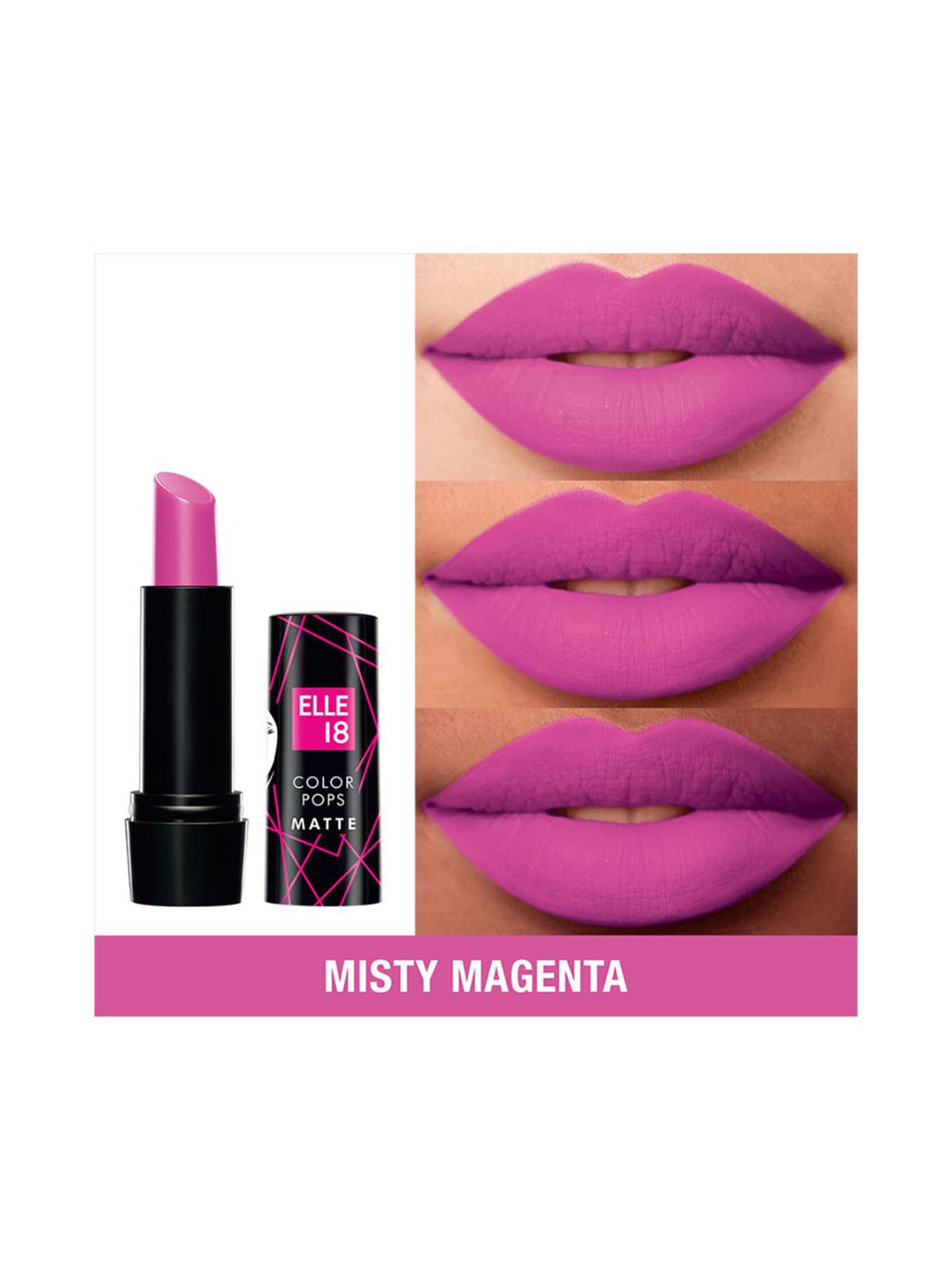 Elle 18 Color Pops Matte Lipstick P28 Misty Magenta - 4.3 gm