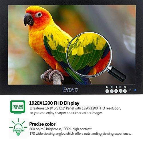 eyoyo 10 inch ips lcd 1920x1200 full hd monitor with hdmi/bnc/vga/usb function and speaker for fpv video display dvd cctv security