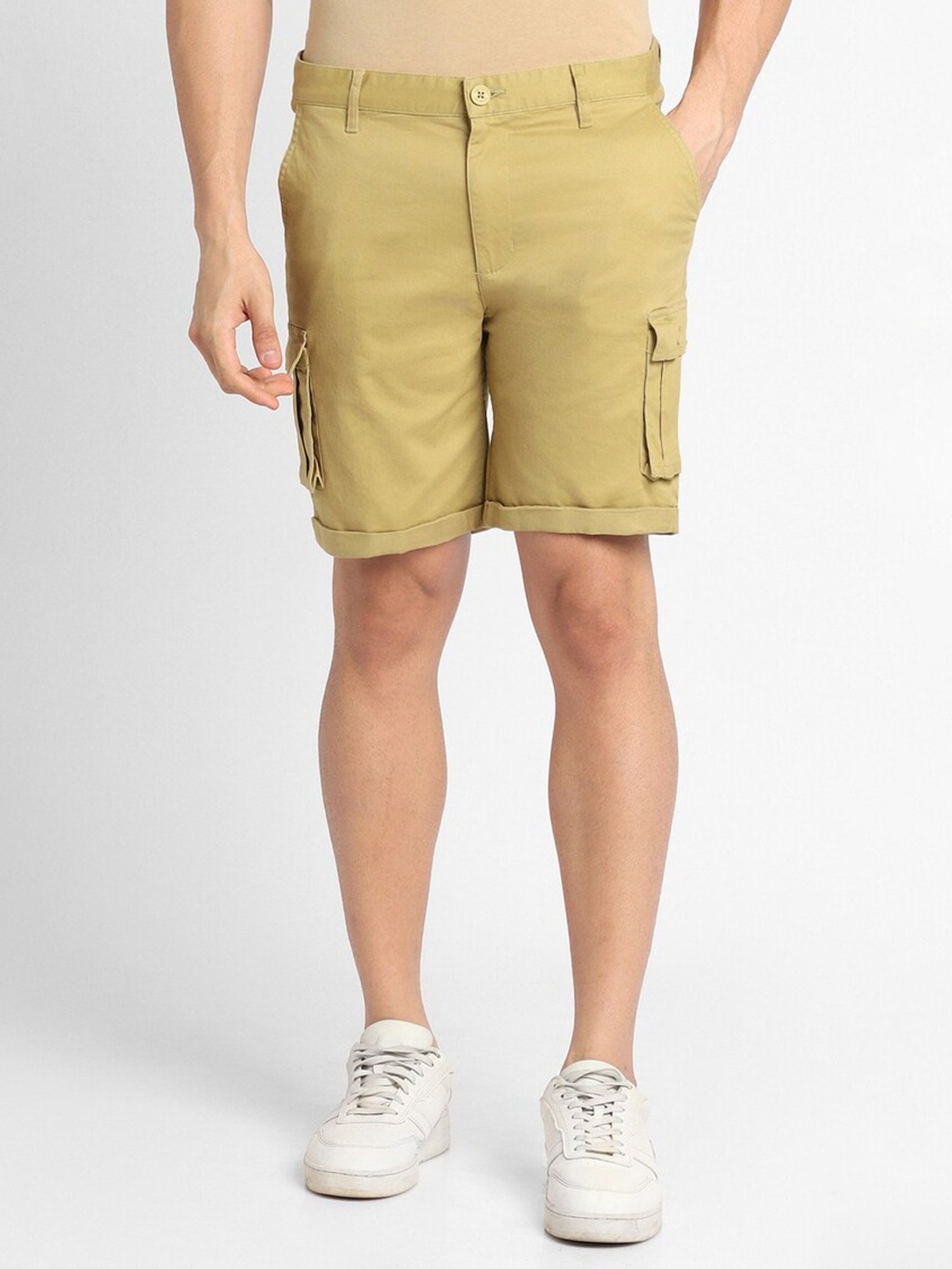 Forever 21 Yellow Cotton Regular Fit Cargo Shorts