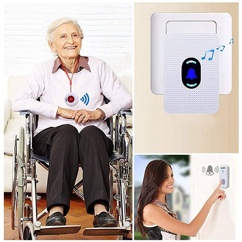 Caregiver Pager System Call Button Personal Alert Pager for Home Elderly Attendant Patient Nurses Seniors and Disabilities 1 Receiver 3 Waterproof Transmitters