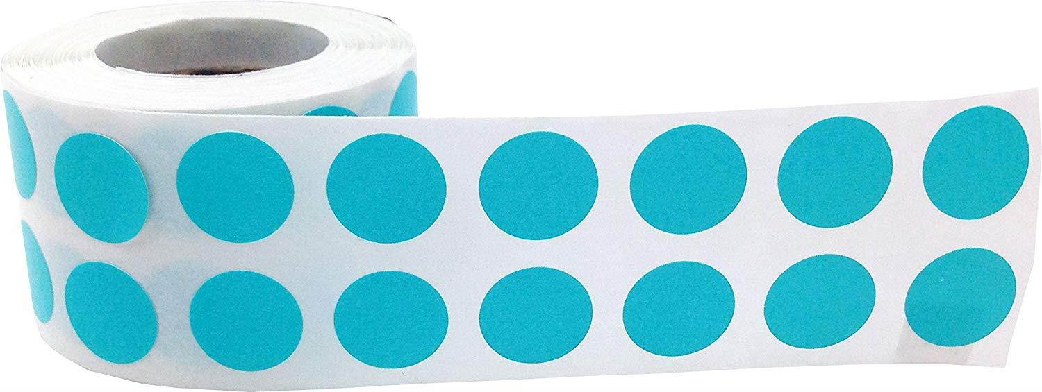 Teal Circle Dot Stickers, 1/2 Inch Round, 1000 Labels on a Roll