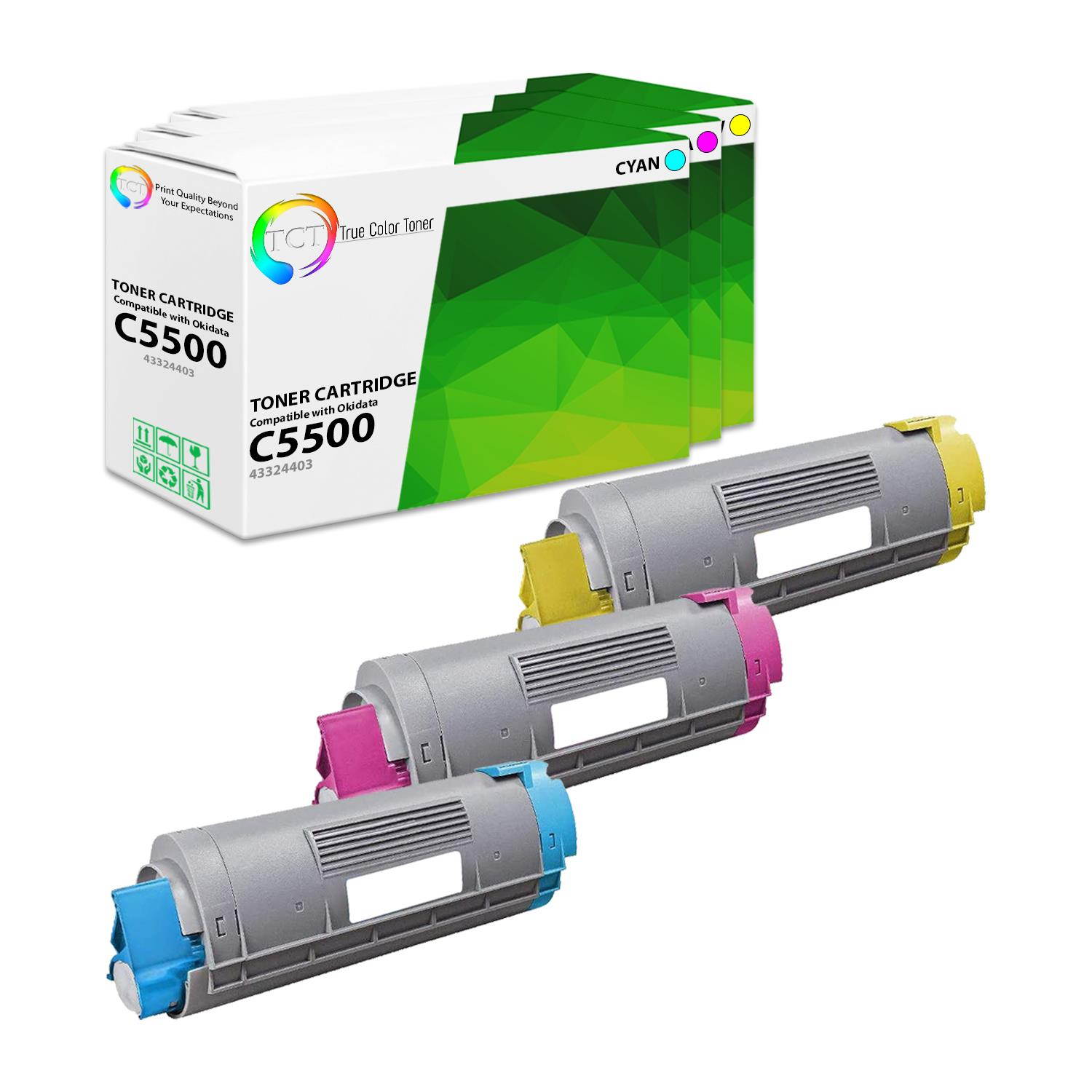 TCT Premium Compatible Toner Cartridge Replacement for Okidata C5500 C5500N C5650 C5650N C5800 C5900 MFP Printers (Cyan 43324403, Magenta 43324402, Yellow 43324401)- 3 Pack