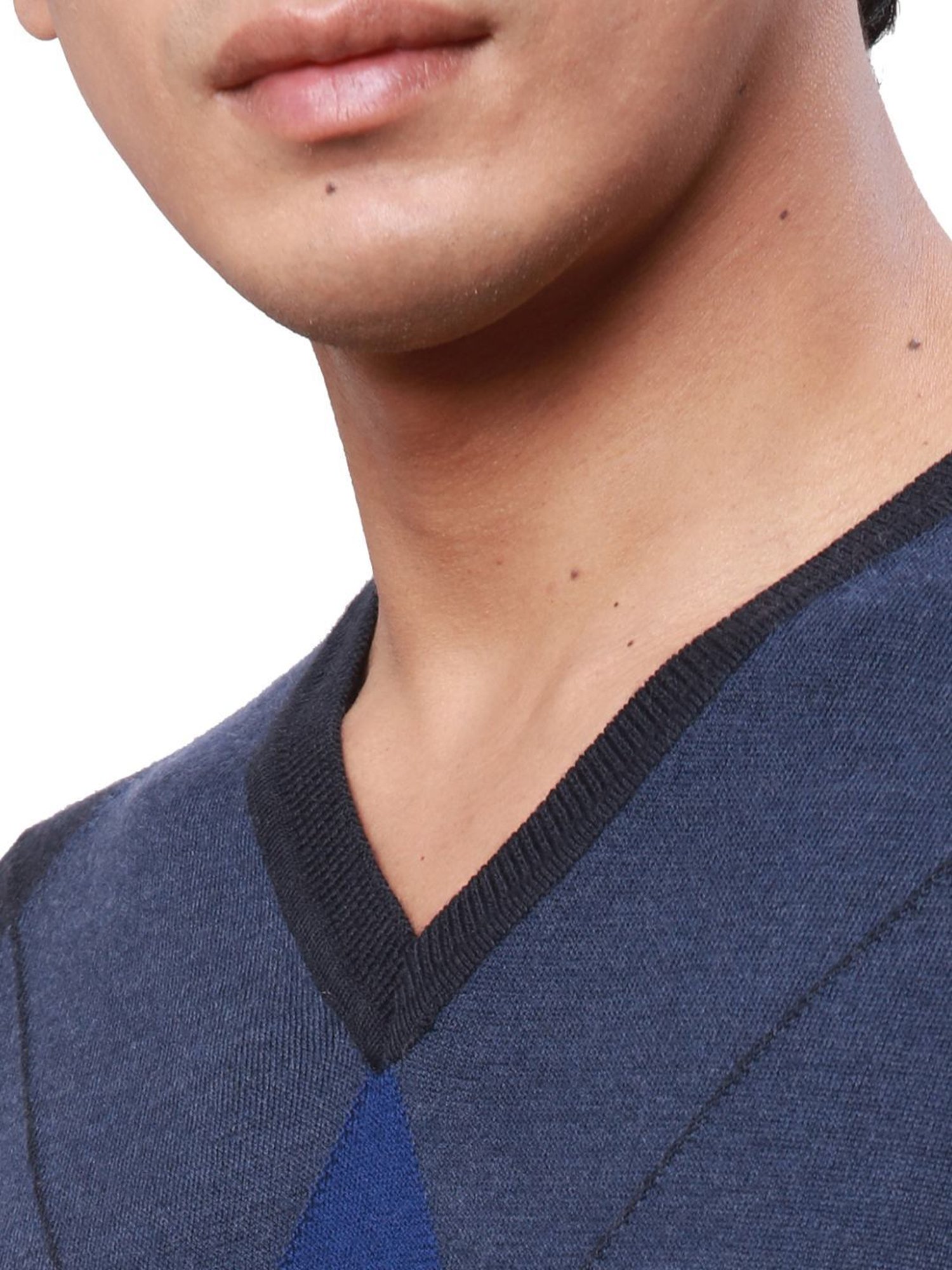 Park Avenue Blue Regular Fit Argyle Sweater