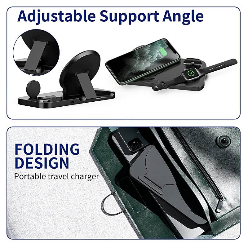 3 in 1 Wireless Charging Station for Apple Products Compatible with Apple Watch Series Se 6 5 4 3 2, AirPods Pro 2, Fast Wireless Charger Stand Dock for iPhone 12, 11 Pro Max, 11, XR, XS, X