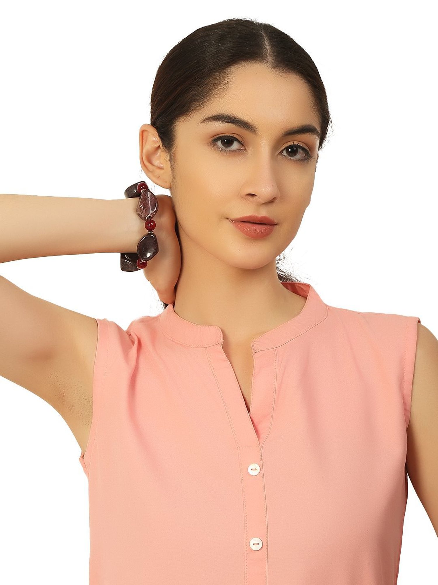 IMLI STREET Metallic Artificial Stone Stretchable Bracelet for Women