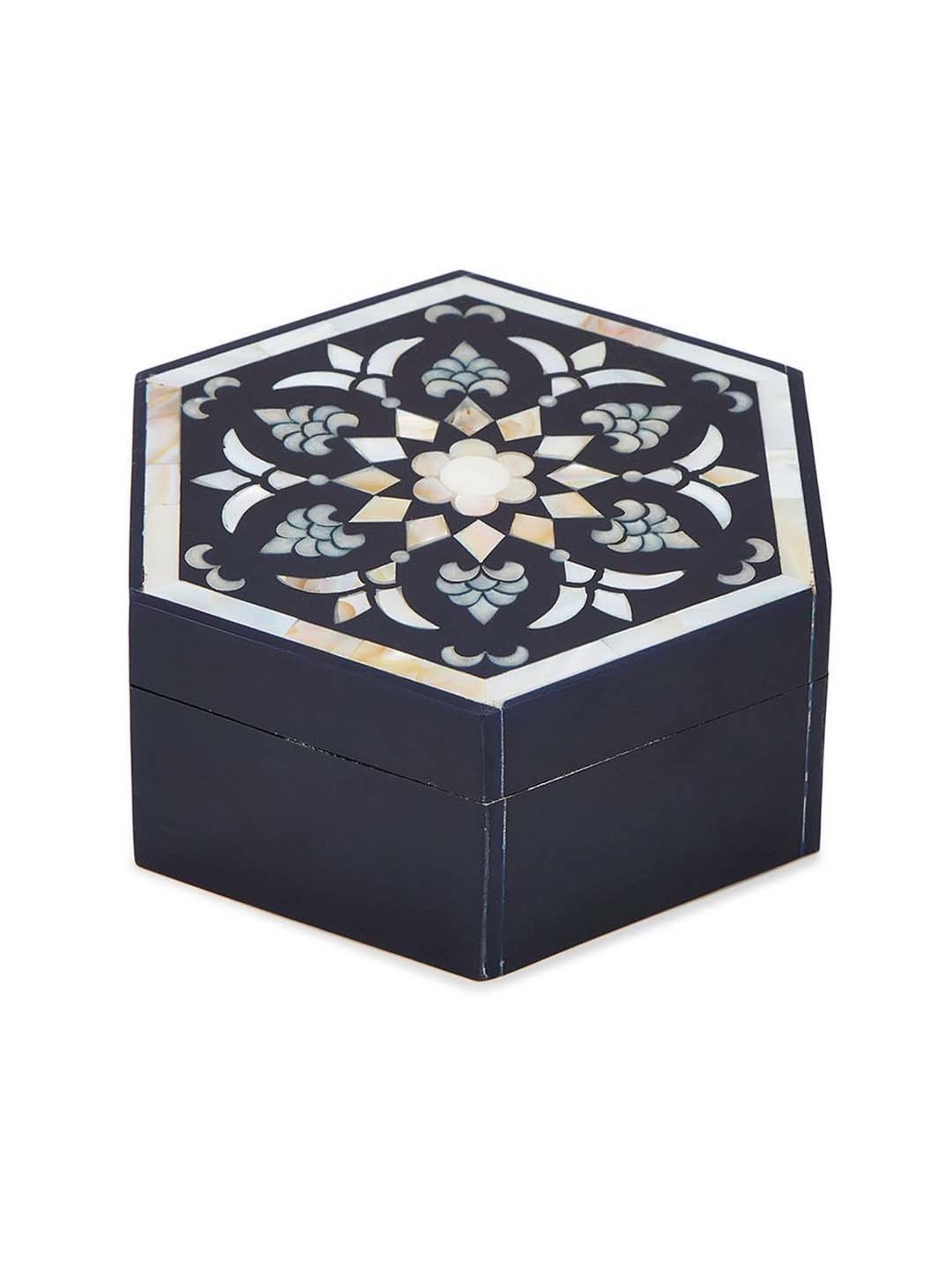 Fabindia Home Utkarsh Blue Wood Decaled Utility Box