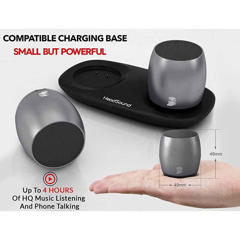 Pack HeadSound GPortable Wireless Bluetooth Speakers Latest Powerful Dual True Wireless Mini Speaker Set wSurround HD Sound Instant Pairing wBuilt in Mic HandsFree Calls for Home Office