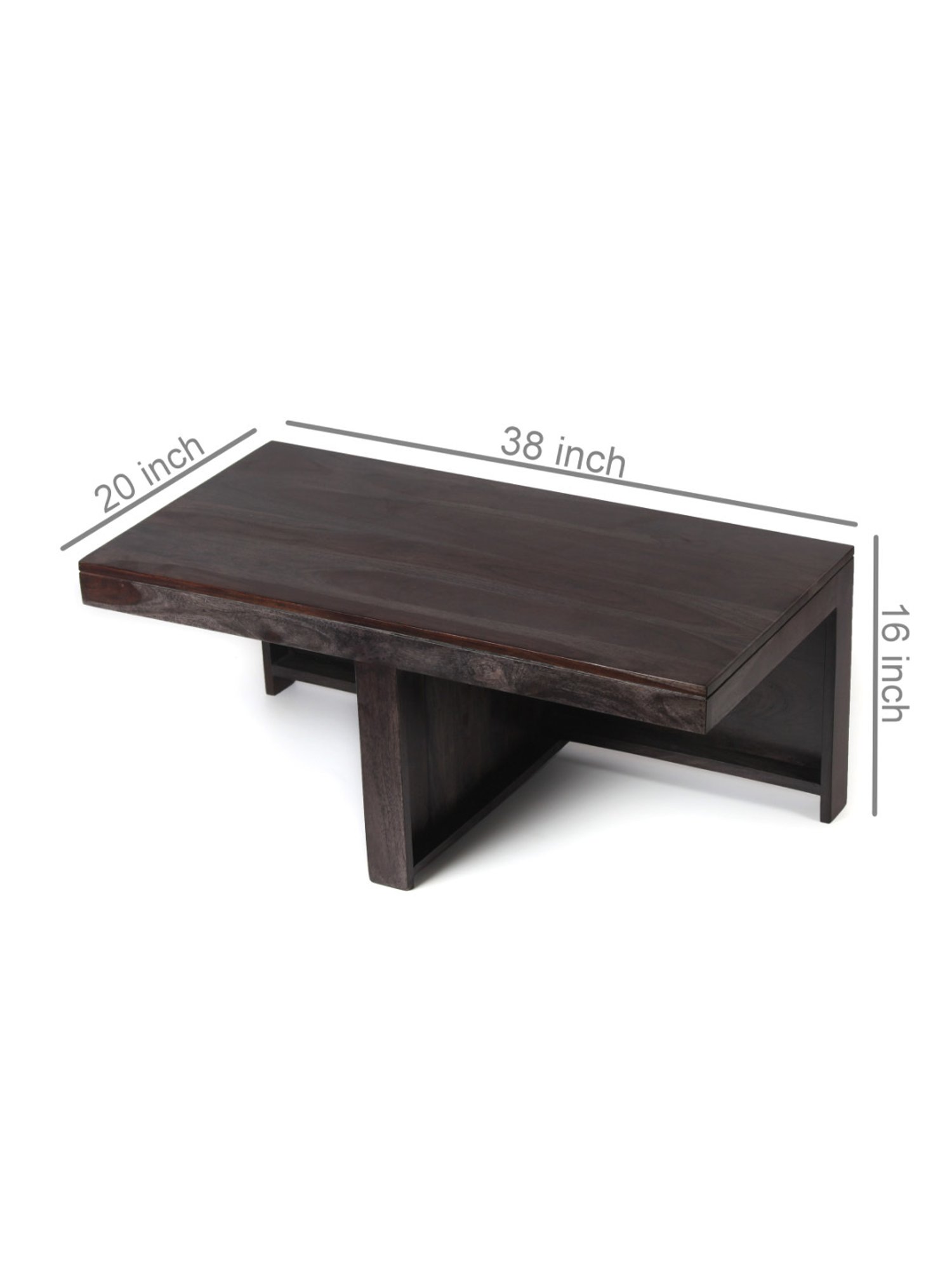 Ikiriya Irish Blue & Dark Brown Wood Coffee Table for Living Room Mahogany Finish