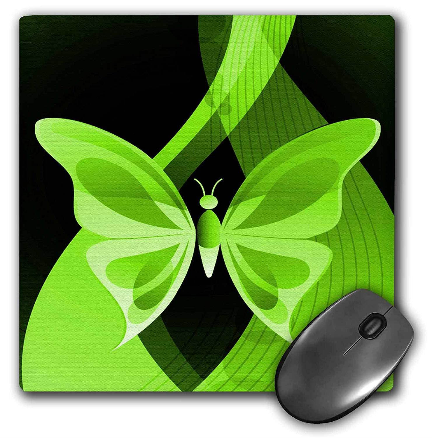 3dRose LLC 8 x 8 x 0.25 Inches Mouse Pad, one Large Green Butterfly on an Abstract Background (mp_101432_1)