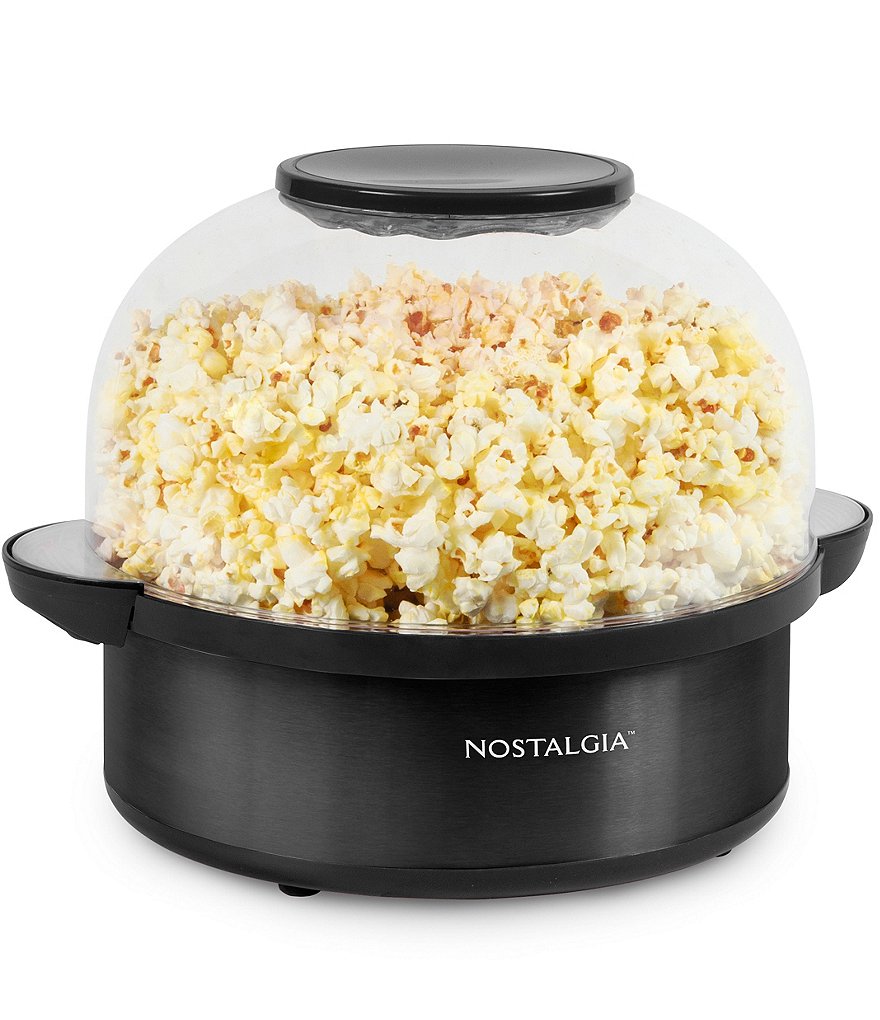 Nostalgia Electrics 6-Quart Stirring Speed Popcorn Popper, Black Stainless Steel
