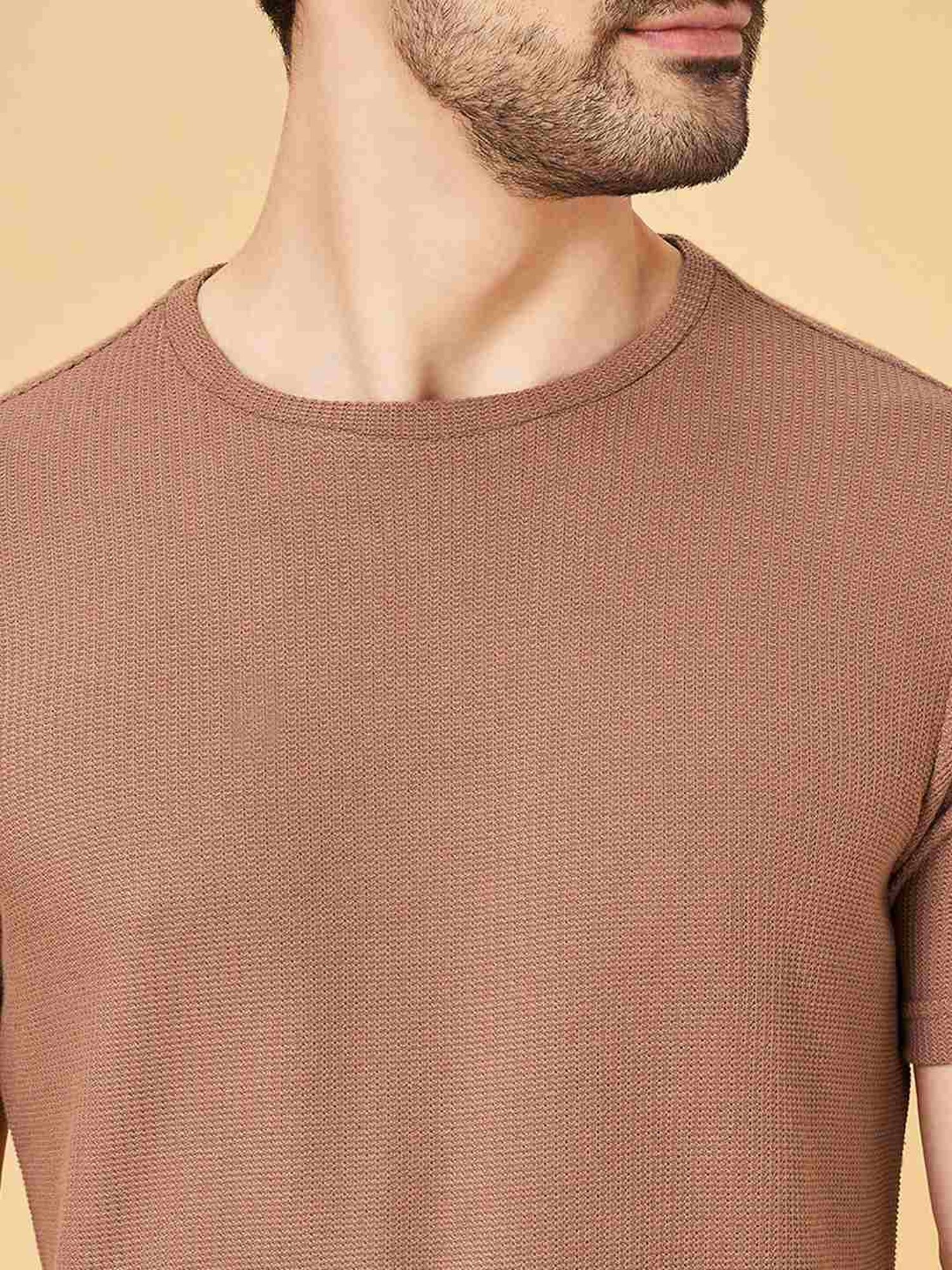 7 Alt By Pantaloons Burlwood Slim Fit Texture T-Shirt