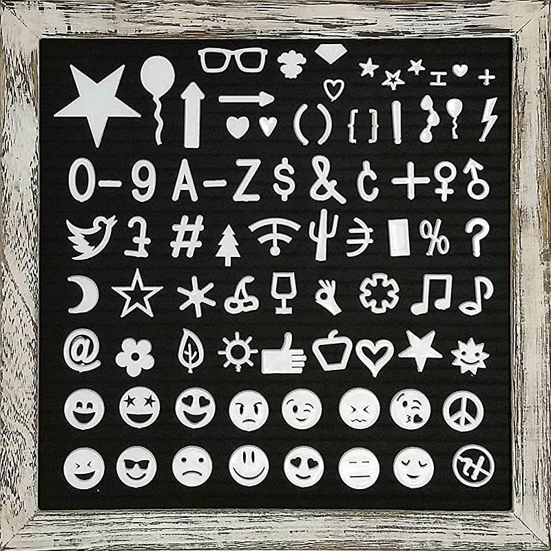 Letter Board with 10x10 Inch Rustic Wood Frame Script Words Precut Letters Picture Hangers Farmhouse Wall Decor Shabby Chic Vintage Decor Black Message Board