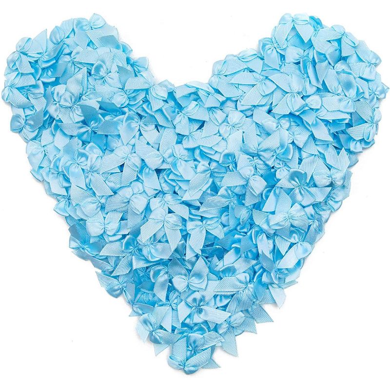 Bright Creations 350-Pack Mini Satin Ribbon Bow w/ Self-Adhesive Tape for Arts and Crafts, Sewing & Gift, Blue 1.5"