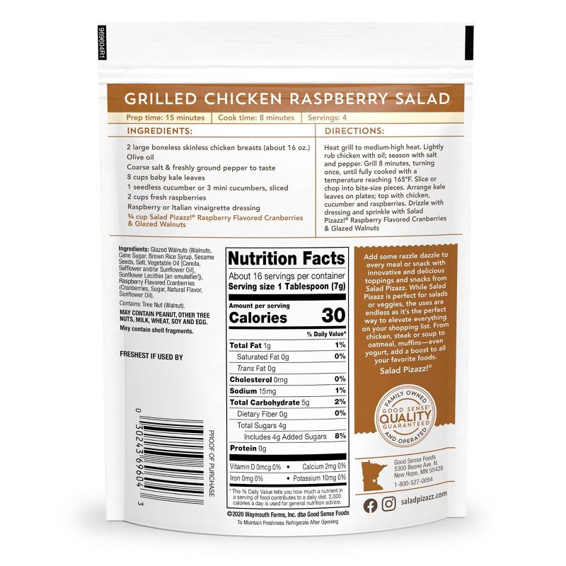 Salad Pizazz! Raspberry Flavored Cranberries & Glazed Walnuts Salad Topper - 4oz