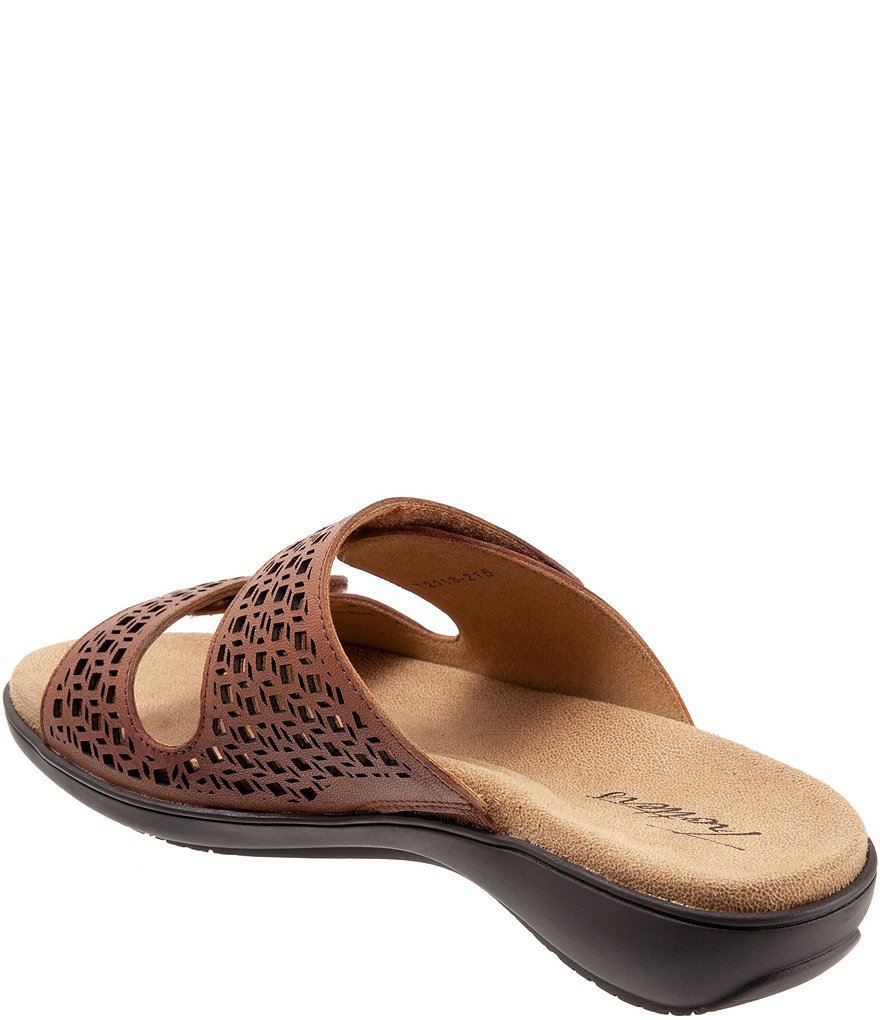 Trotters Ruthie Cutout Leather Hook and Loop Slide Footbed Sandals