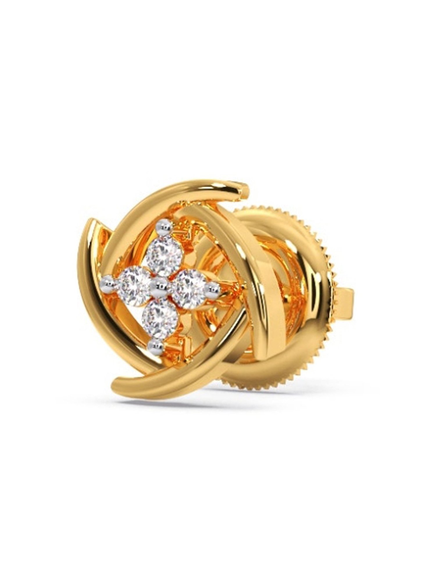 Candere by Kalyan Jewellers Peacock Collection 18k Yellow Gold Diamond Stud Earrings for Women